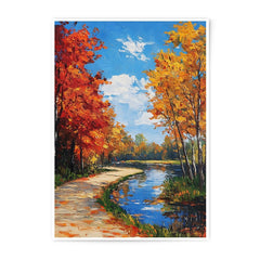 Autumn River Photographic Print, Fall Landscape Art, Nature Photography, Colorful Trees, Home Decor, Wall Art - Tawshia