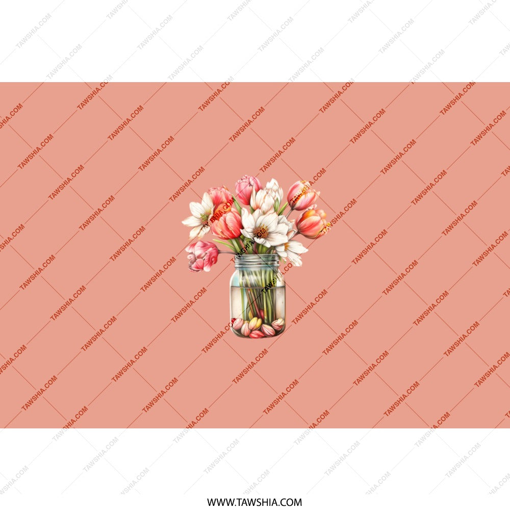 Floral Tumbler, Tulip Tumbler, Flower Tumbler, Bouquet Tumbler, Mason Jar Tumbler, Aesthetic Tumbler, Gift For Her, Spring Tumbler - Tawshia