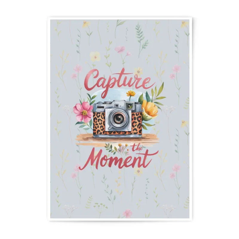 Capture the Moment Photographic Print, Floral Camera Decor, Leopard Camera Print, Photo Lover Gift, Wall Art Print, Home Decor - Tawshia