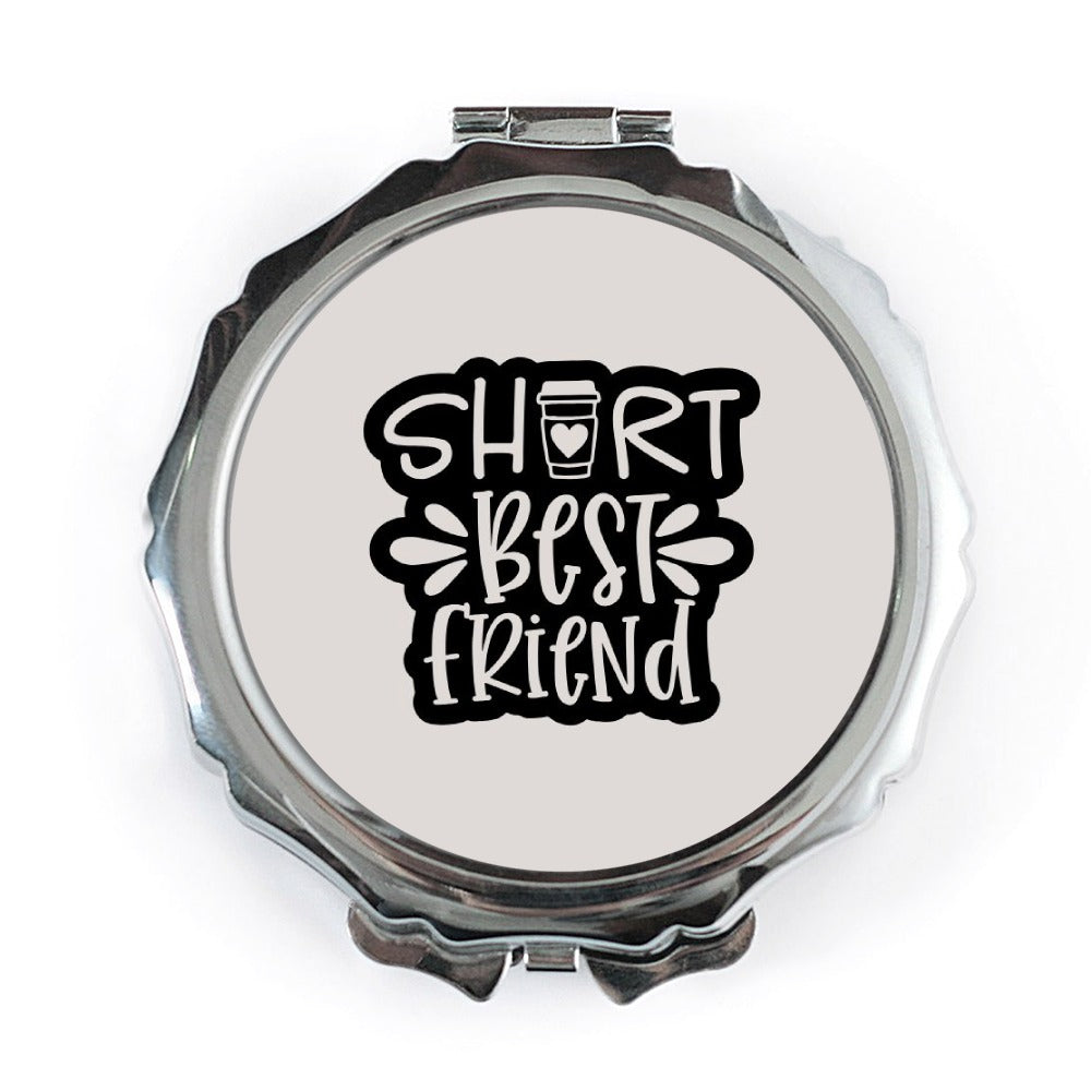 Short Best Friend Pocket Mirror, Cute Friendship Gift, Coffee Lover Present, BFF Pocket Mirror, Novelty Pocket Mirror, Cosmetic Pocket - Tawshia