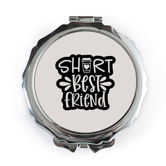 Short Best Friend Pocket Mirror, Cute Friendship Gift, Coffee Lover Present, BFF Pocket Mirror, Novelty Pocket Mirror, Cosmetic Pocket - Tawshia