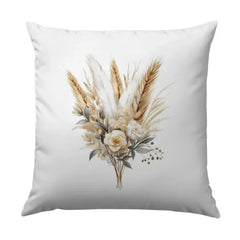 Beige Floral Pillow, Pampas Grass Pillow, Roses Throw Pillow, Elegant Pillow Cover, Bohemian Pillow, Home Decor Accent Pillow - Tawshia