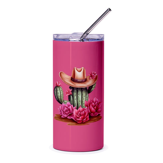 Cactus Cowboy Tumbler, Western Tumbler, Floral Tumbler, Pink Tumbler, Unique Tumbler, Gift For Her, Cowgirl Tumbler, Desert Tumbler - Tawshia