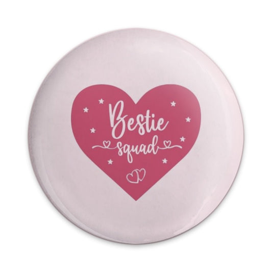 Bestie Squad Pinback Button, Friendship Gift, BFF Button, Cute Heart Button, Gift for Best Friend, Squad Goals Button, Pink Heart Pin - Tawshia