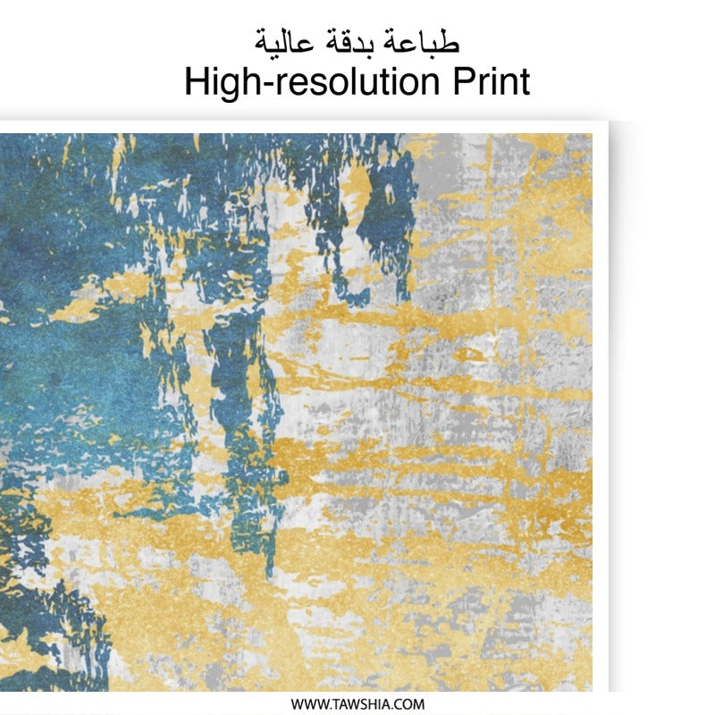 Abstract Photographic Print, Blue and Gold Texture Art, Modern Wall Decor, Contemporary Home Accent, Fine Art Photography - Tawshia