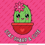 Stay Sharp Cute Cactus Pinback Button, Kawaii Plant Badge, Funny Sarcastic Gift, Desert Plant Lover Accessories, Cute Button - Tawshia