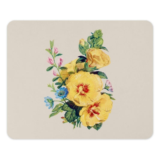 Yellow Flowers Mouse Pad, Botanical Desk Decor, Floral Office Gift, Vintage Flower Art, Floral Mousepad - Tawshia