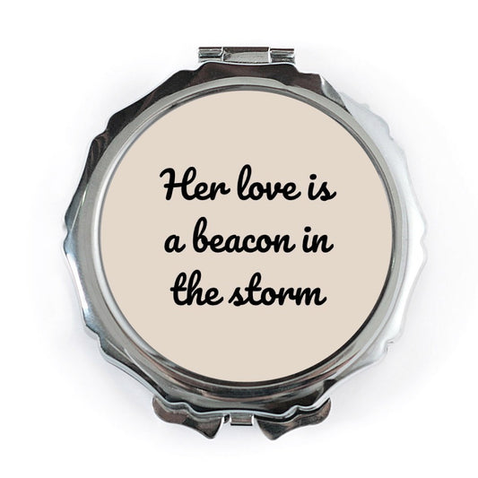Her Love Beacon Pocket Mirror, Inspirational Quote Mirror, Handbag Mirror, Unique Gift for Her, Pocket Sized Mirror, Compact Mirror - Tawshia