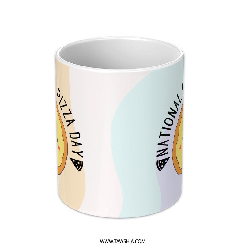 National Cheese Pizza Day Mug, Cute Pizza Lover Gift, Funny Foodie Present, Pizza Slice Design, Pizza Party Theme, Celebration Coffee Mug - Tawshia