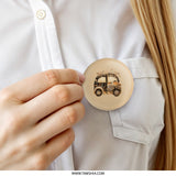 Cute Car Pinback Button, Floral Car Design, Unique Car Gift, Artistic Car Button, Quirky Pinback Button, Trendy Accessory, Gift for Car - Tawshia