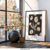 Daisy Wall Art Print, Floral Illustration, Botanical Art, Modern Home Decor, Flower Wall Decor, Daisy Print, Contemporary Art - Tawshia