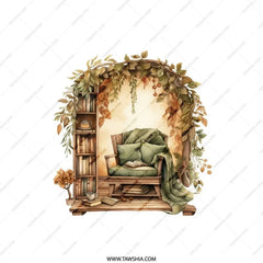 Cozy Reading Nook Pillow, Fall Foliage Pillow, Book Lover Gift, Autumn Decor, Indoor Reading Space Accent Pillow - Tawshia