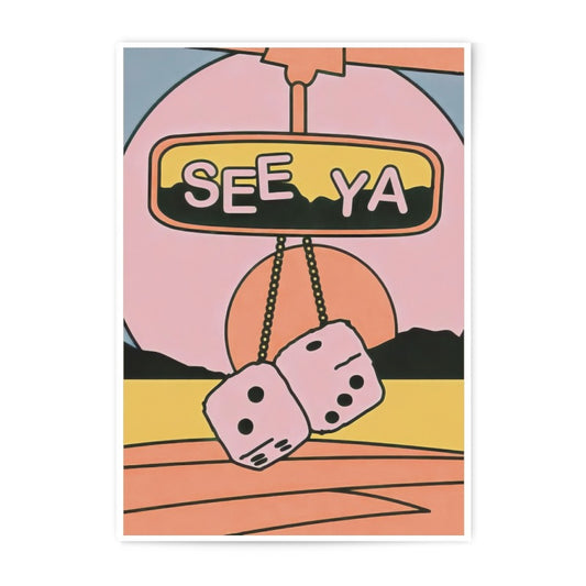 See Ya Dice Photographic Print, Retro Wall Art, Cool Aesthetic Room Decor, Funky Print, Playful Illustration, Unique Home Decor - Tawshia