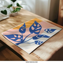 Monstera Photographic Print, Abstract Leaves Art, Blue Plant Decor, Trendy Wall Art, Botanical Print, Minimalist Art Print, Home Decor - Tawshia