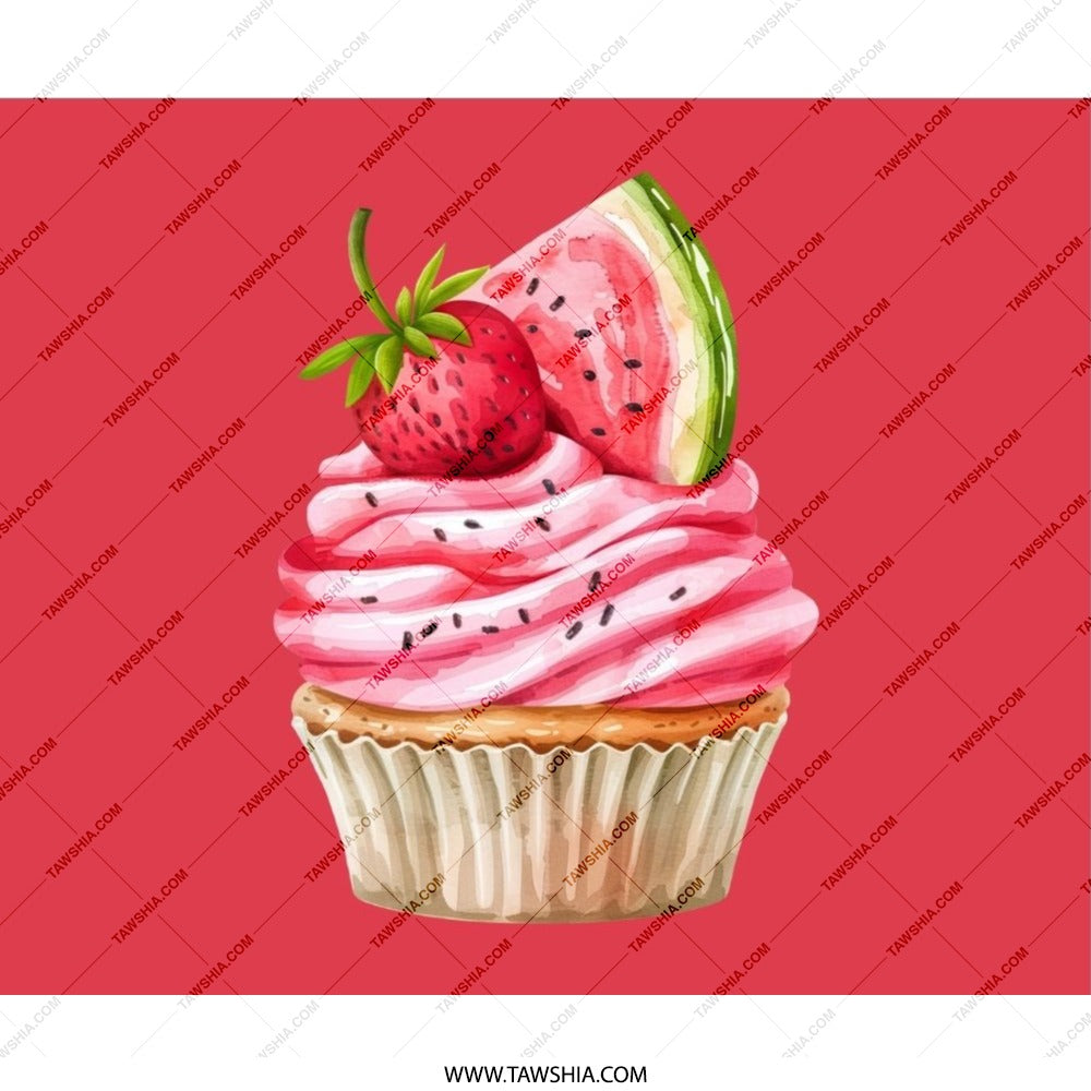 Cupcake Mouse Pad, Strawberry and Watermelon Art, Cute Desk Accessory, Food Lover Gift, Unique Office Decor, Fun Computer Accessory - Tawshia