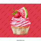 Cupcake Mouse Pad, Strawberry and Watermelon Art, Cute Desk Accessory, Food Lover Gift, Unique Office Decor, Fun Computer Accessory - Tawshia
