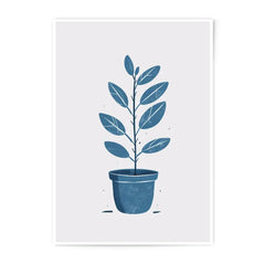 Plant Photographic Print, Potted Plant Art, Minimalist Art Print, Blue Botanical Wall Decor, Houseplant Photography, Home Decor - Tawshia