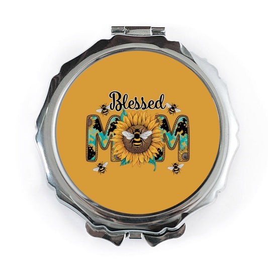 Blessed Mom Pocket Mirror, Sunflower Pocket Mirror, Mom Gift, Mother's Day Gift, Bee Lover Gift, Floral Pocket Mirror - Tawshia