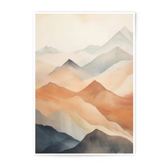 Mountain Range Photographic Print, Watercolor Landscape Art, Neutral Tone Home Decor, Abstract Mountain Art, Nature Scenery Print - Tawshia