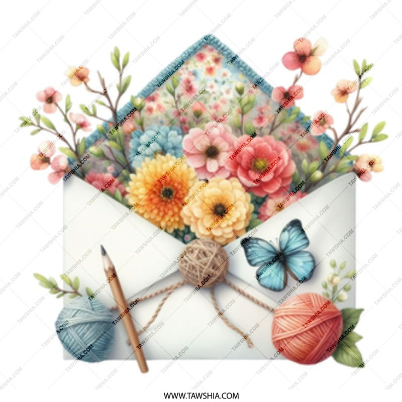 Floral Mail Mug, Butterfly Mug, Yarn Ball Mug, Flower Mug, Floral Envelope Mug, Cute Mug, Coffee Mug, Tea Mug, Gift Mug, Unique Mugs - Tawshia