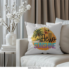 Hello Sunshine Pillow, Beach Pillow, Summer Vibes, Tropical Pillow, Decorative Pillow, Fun Pillow, Colorful Pillow, Accent Pillow - Tawshia