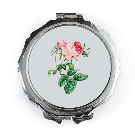 Pink Rose Pocket Mirror, Floral Makeup Mirror, Elegant Compact Mirror, Gift for Her, Vintage Style Purse Mirror, Botanical Pocket Mirror - Tawshia
