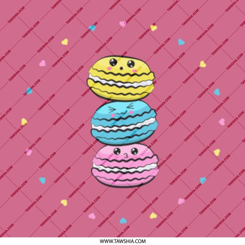 Kawaii Macaron Mug, Cute Food Mug, Pastel Mug, Pink Coffee Mug, Dessert Lover Gift, Colorful Mug, Stacked Macarons, Unique Mug Design - Tawshia