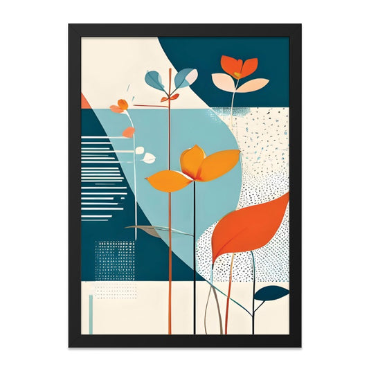 Floral Wall Art Print, Modern Abstract Flowers, Geometric Wall Decor, Botanical Art, Living Room Art, Housewarming Gift, Unique Wall Decor - Tawshia