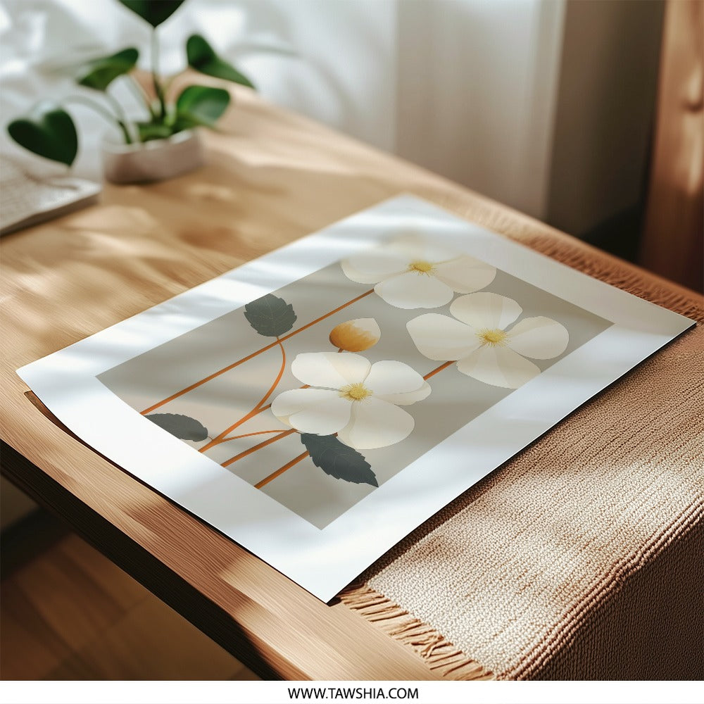 White Anemone Photographic Print, Floral Wall Art, Botanical Photo, Flower Photography, Elegant Home Decor, Nature Inspired Art Print - Tawshia