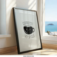 Espresso Yourself Wall Art, Coffee Lover Decor, Cute Coffee Print, Funny Coffee Quote, Kitchen Wall Art, Coffee Art Print, Home Decor - Tawshia