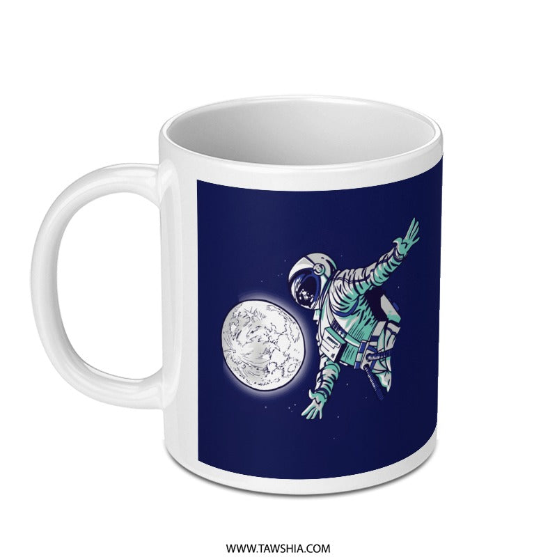 Astronaut Floating in Space White Ceramic Coffee Mug product