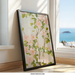 Pink Dogwood Wall Art, Floral Painting Print, Botanical Illustration, Neutral Decor, Spring Flowers Art, Modern Home Decor - Tawshia