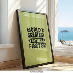 Funny Dad Framed Wall Art, Worlds Greatest Farter Print, Humorous Father's Day Gift, Novelty Gag Gift, Olive Green Home Decor - Tawshia
