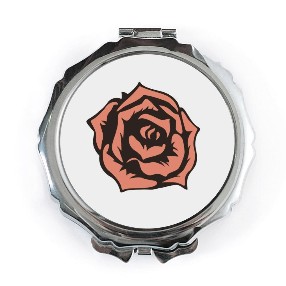Rose Pocket Mirror, Floral Compact Mirror, Elegant Gift Idea, Purse Mirror, Cosmetic Mirror, Bridesmaid Gift, Makeup Mirror - Tawshia