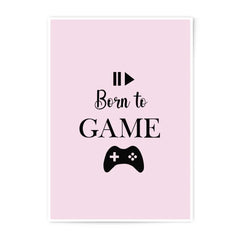 Born to Game Photographic Prints, Gamer Room Decor, Game Controller Print, Pink Nursery Wall Art, Gift for Gamers, Play Symbol - Tawshia