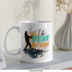 Fishing Mug, I'd Rather Be Fishing, Angler Gift Mug, Fisherman Coffee Cup, Fishing Lover Gift, Hobby Mug, Outdoors Mug, Gift For Him - Tawshia
