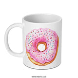 Donut Mug, Pink Sprinkled Donut, Food Mug, Sweet Treat Mug, Unique Mug, Watercolor Mug, Coffee Mug, Tea Mug, Cute Mug, Gift Idea - Tawshia