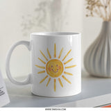 Smiling Sun Mug, Cute Sun Drawing Mug, Sunshine Coffee Cup, Happy Sun Mug, Positive Vibes Mug, Gift for Friend, Summer Mug, Kids Mug - Tawshia