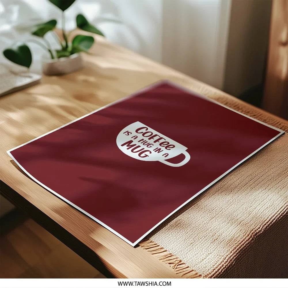 Coffee Mug Photographic Prints, Hug In A Mug, Home Decor, Wall Art, Coffee Lover Gift, Kitchen Art Print, Minimalist Prints - Tawshia