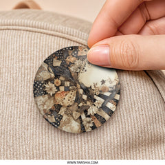 Floral Patchwork Pinback Button, Abstract Art Button, Unique Flower Pin, Decorative Button, Aesthetic Pin, Artistic Gift, Trendy Button - Tawshia