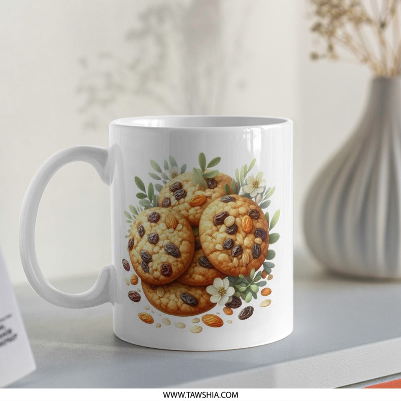 Cookies Mug, Raisin Almonds, Foodie Mug, Baker Gift, Dessert Mug, Treats Mug, Cute Coffee Mug, Tea Mug, Hot Chocolate Mug, Gift Ideas - Tawshia