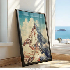 Majestic Mountain Peak Wall Art, Snow Capped Mountain Print, Scenic Mountain Landscape Decor, Atmospheric Mountain Poster, Home Decor - Tawshia