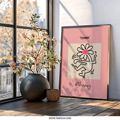 Keith Haring Flower Wall Art, Pop Art Print, 80s Decor, Contemporary Art, Trendy Home Decor, Modern Wall Decor, Artistic Prints - Tawshia
