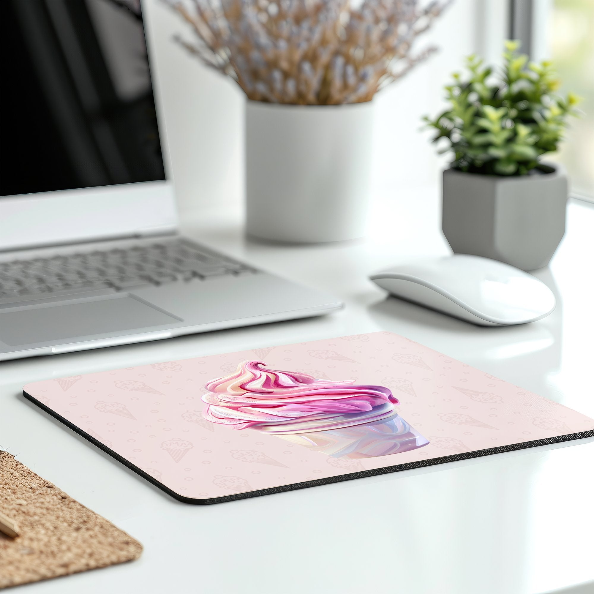 Pink Swirl Ice Cream Design Desk Mat product type