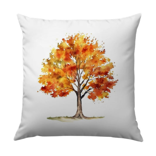 Autumn Tree Watercolor Pillow, Fall Decor Cushion, Nature Inspired Throw Pillow, Seasonal Accent Pillow, Unique Design Pillow - Tawshia
