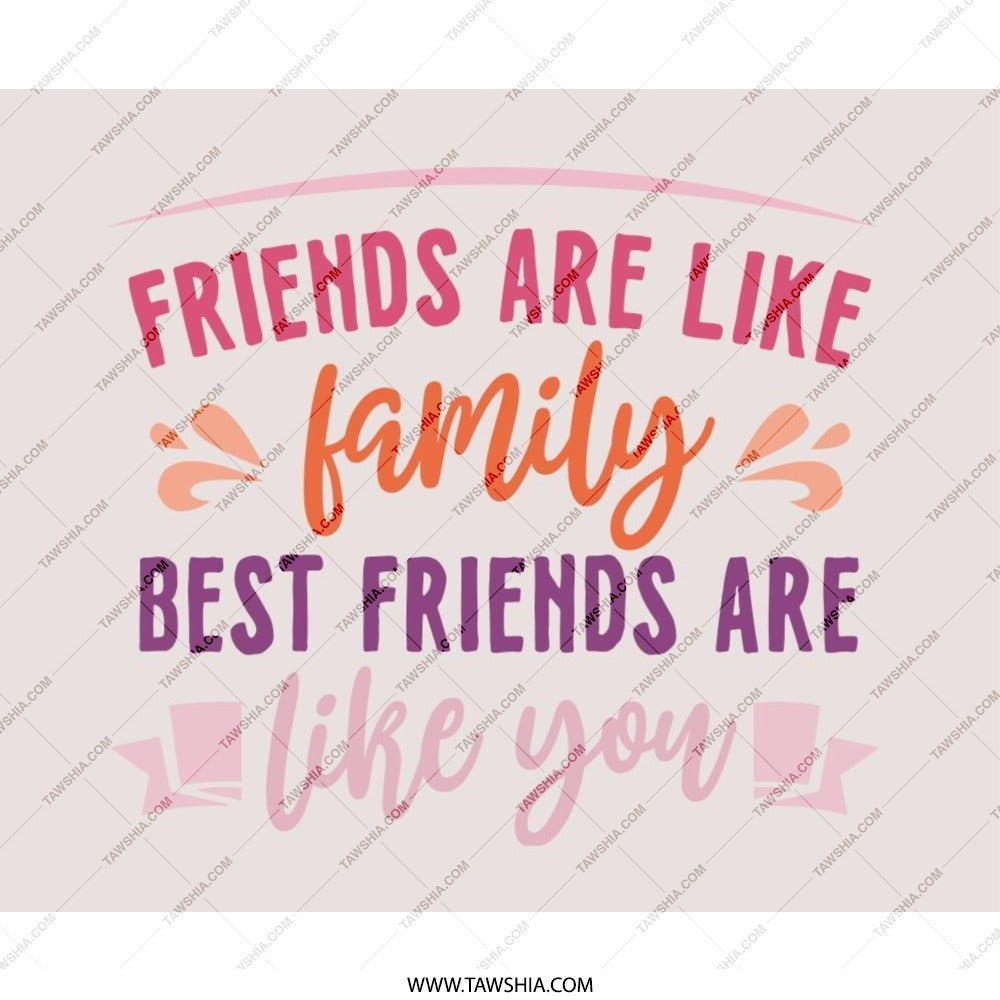 Friends Like Family Mouse Pad, Best Friend Gift, Motivational Quote Mousepad, Office Desk Decor, Friendship Present - Tawshia