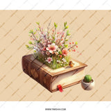 Book Garden Mouse Pad, Floral Mousepad, Book Lover Gift, Office Decor, Cute Mouse Pad, Bird and Flowers, Desk Accessory - Tawshia