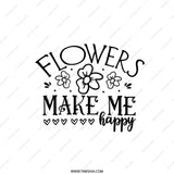Flowers Make Me Happy Pillow, Floral Throw Pillow, Decorative Cushion Cover, Positive Vibes Pillow, Home Decor Pillow, Spring Pillow - Tawshia
