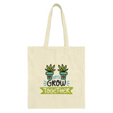 Let's Grow Together Tote Bag, Plant Lover Gift, Cute Gardening Bag, Motivational Tote, Positive Vibes Tote, Everyday Carry Bag - Tawshia
