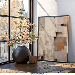 Abstract Wall Art, Textured Painting Print, Beige and Brown Decor, Modern Art Print, Minimalist Artwork, Neutral Tone Art - Tawshia